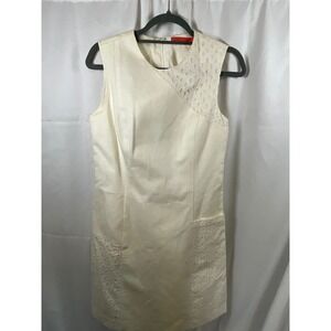 Sinclaire Ivory Eyelet Lace Pique Sleeveless Sheath Dress Cream Size 6